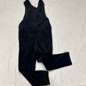 Tea Collection Black Pant‎ Jumpsuit Romper Velour Size 7 VGUC